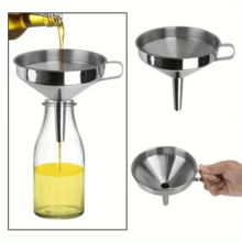 1 pieza Embudo de acero inoxidable, gran diámetro para cocina, filtración de aceite, pantalla de filtro, cuchara de filtración - Ver 7