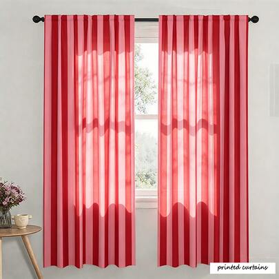 Rideaux modernes à rayures horizontales roses et rouges - Rideaux à œillets métalliques filtrant la lumière pour le salon et la chambre, lavables en machine, décorés de rayures élégantes roses et rouge piment