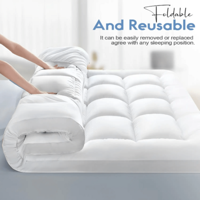 Luxury 10CM Microfibre Mattress Topper – Extra Thick Soft Bed Cushion For Single, Small Double, Double, King & Super King – Deep Fit Cooling Comfort Layer For A Better Night's Sleep