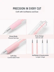 3/4/5/6/7/8 件套美工刀笔套装适用于贴纸剪贴簿切割工具快递盒刀学校用品 DIY 工艺用品 - 彩色 - 查看 10