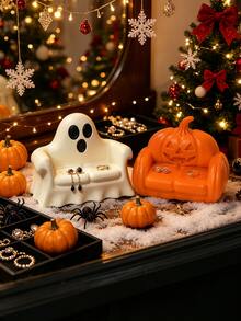 1pc Halloween 3D Printed Ghost Sofa & Pumpkin Sofa Jewelry Storage Tray, Festive Atmosphere, Halloween Theme Sofa Decor, Suitable For Halloween And Christmas Home Decoration - Multicolor - View 3