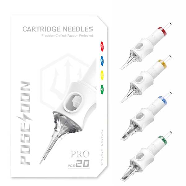 POSEIDON Tattoo Cartridge Needles 50 Pcs Assorted Tattoo Needles Size # 12 Round Liner Shader Magnum Mixed 1205RL 1207RL 1209RL 1205RS 1207RS 1209RS 1207RM 1215RM 1207M1 1215M1 With Professional Disposable Tattoo Needles For Tattoo Pen