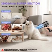 SOKANY Penyedot Debu Genggam Nirkabel Portabel, Sekali Hisap untuk Remah Makanan Ringan/Bulu Hewan Peliharaan, Dilengkapi dengan Pengumpul Debu dan Filter yang Dapat Dicuci. Baterai Lithium Kapasitas Besar (2000mAh) yang Dapat Diisi Ulang Melalui USB, Cocok untuk Mobil/Kantor/Rumah. - Tanpa kabel - View 2