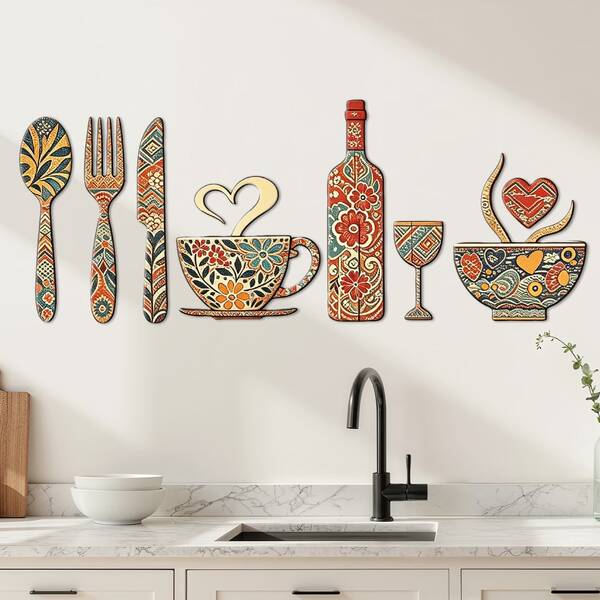 8 pièces Décoration murale de cuisine style ferme en bois, panneaux suspendus, décorations suspendues en bois rustique, cadeau de pendaison de crémaillère vintage