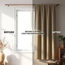 1pc Pale Yellow Blackout Curtain, Heat-Insulating Sun-Blocking Curtain, High-Density Polyester Rod Pocket Curtain, Suitable For Bedroom, Living Room, Essential For Summer Cooling - Light Yellow - View 7