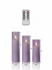 2件/3件/5件 無焰蠟燭，附遙控器、電池供電、定時功能，浪漫 LED 電子蠟燭，裝飾蠟燭，無煙電子 LED 蠟燭，適用於婚禮、壁爐、居家、臥室、求婚、萬聖節、公司派對、家居裝飾、蠟燭暖爐、仿真蠟燭，禮物（薰衣草色，直徑 2.2 英吋，高 4 英吋/5 英吋/6 英吋/7 英吋） - 淡紫色 - 查看 10