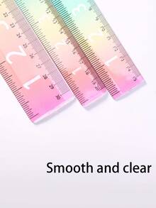 Gradient Rainbow Ruler, Rainbow Color Acrylic Plastic Straight Ruler, Precise Measuring Tool, Suitable For Students, Teachers, Office Workers, Large Number Display Clear, Perfect For Precise Drawing And Measuring In Schools And Offices, Back To School Essential, Gift For Teachers And Students - Multicolor - View 3