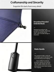 Paradise umbrella Tiandao Umbrella 1pc Fully Automatic Open & Close Umbrella, One-Touch Operation, Sun & Rain Dual Use, 8 Ribs, Solid Color Business Umbrella, Black Coating UPF50+ Sun Protection, 3-Fold Parasol, Solid Color Folding Umbrella, Unisex, Single Person Umbrella, Summer UV Protection Umbrella, Rainy Day Gift Umbrella, Travel Umbrella - Paradise Umbrella - View 7