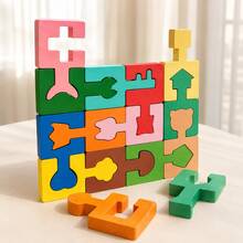 Montessori Wooden Shape Matching Puzzle, Color Sorting & Spatial Thinking Block Game, Educational Learning Toy For Kids - Multicolor - View 11