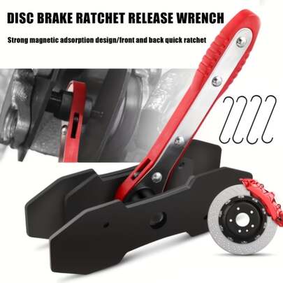 360 Degree Rotating Ratchet Brake Caliper Compression Tool, Quick Ratchet Brake Wrench, Brake Caliper Reset Adjuster, Brake Ratchet Wrench, Manual Automotive Maintenance Tool, Brake Caliper Compression Tool, Vehicle Brake Maintenance Tool, Brake Piston Separator Brake Cylinder Adjuster, Essential Automotive Emergency Tool, Ratchet Brake Caliper Adjuster Tool, Brake Pad Reset Tool, Auto Repair Tool