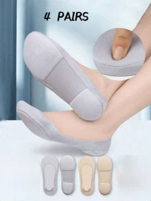 3/6 Pairs Women's Soft Sponge Bottom Cushioned Comfortable Invisible Socks, Suitable For Any Shoe Type, Mother's Day Gift (Run Small) - Multicolor - View 6