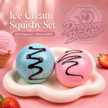 Ice Cream Squishy Stress Toy Set, Soft Squishy Squeeze Toy For Adults Women, Dessert Ball Mood Soothing Emotional Release Fidget Toy, Birthday Gift, Stress Relief Gift, Fun Gift - Multicolor - View 4
