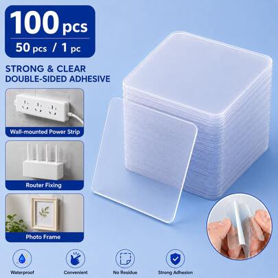 Transparent Double-Sided Adhesive Pads, Strong Removable Mounting Squares, Suitable For Photos, Posters, Wall Decor And Home Storage (Includes 1 Trial Pack)