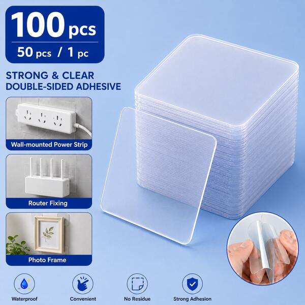 Clear Double-Sided Adhesive Pads, Strong Removable Mounting Squares For Pictures, Posters, Wall Decor And Home Organization(Includes 1 Trial Size Unit)
