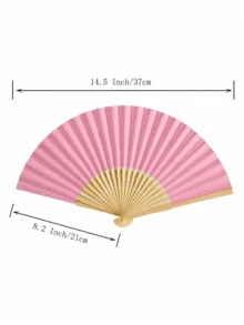 1-60件復古手持摺疊紙扇，便攜竹柄扇附可摺疊紙套，夏季涼爽時尚配件，適合派對與活動 - 多色 - 查看 3