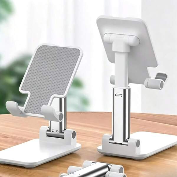 1 cái giá đỡ điện thoại và máy tính bảng đa năng gấp gọn, điều chỉnh đa góc, làm từ chất liệu ABS bền chắc với đế chống trượt ổn định, phù hợp cho gia đình, văn phòng, xem video