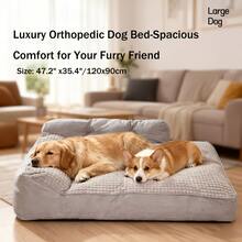 Jumbo Washable Orthopedic Dog Bed, Luxury Anti-Scratch Pet Couch With Removable Cover & Non-Slip Bottom, High-Density Comfort Foam Fluffy Sofa For Large Breeds & Multiple Pets, Indoor Space-Saving Extra Large Puppy Lounge Sleeper Matte - Grey - View 6