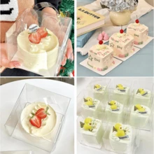 10pcs Transparent Plastic Cake Boxes, 3/4/5 Inch Handheld Party Packaging, PET Material, With Lock, Suitable For Cakes, Chocolates, Donuts, Pastries, Cubes, Christmas, Halloween, Easter, Thanksgiving - Multicolor - View 6