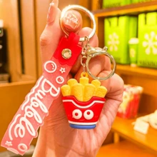 1 pieza Llavero colgante creativo divertido y lindo con forma de comida hamburguesa papas fritas perro caliente, accesorio divertido diario para ropa, bolsos y llaves de coche, adecuado para amantes de la comida, regalos de fiesta de vacaciones, regalos de graduación - Multicolor - Ver 13