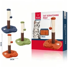 Sisal Cat Scratching Post, Wear-Resistant And Scratch-Resistant To Protect Furniture, Stable Base Preventing Tipping, Paired With A Teasing Pom-Pom For Cats, Serving Both Claw Sharpening And Play Purposes - Multicolor - View 7