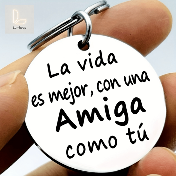 Llavero de Mejor Amiga – Colgante de Acero Inoxidable | Regalo Sentimental en Español para Mujeres, Mejores Amigas, Hermanas | Perfecto para Cumpleaños, Navidad, Día de la Amistad, o Simplemente Porque Sí | Recordatorio Diario Lindo y Significativo