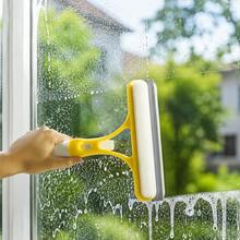 1/2-Piece 3-In-1 Window Cleaner With Integrated Sprayer, Silicone Squeegee And Absorbent Sponge, Cleans Windows, Mirrors And Shower Screens Without Water Marks, Available In White, Blue And Yellow, Multifunctional Household Cleaning Tool - Putih - View 2