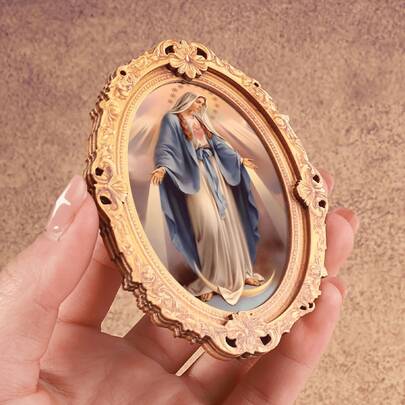 Oval Wooden Frame Fridge Magnet Vintage Art Figure Decor For Kitchen Living Room Cafe Holiday Gift, 7.2*9cm
