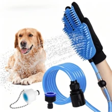 Multifunctional Pet Bathing Shower Glove, Massage Comb With Retractable Water Hose And Multi-Interface Connector, Rinse And Groom Simultaneously, Suitable For Cats And Dogs, Home And Outdoor Cleaning And Grooming - Random Color - View 8