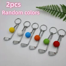 1/2/5件 隨機顏色迷你高爾夫鑰匙圈,金屬高爾夫球桿與彩色球吊飾鑰匙環,運動包裝裝飾禮品 - 彩色 - 查看 16