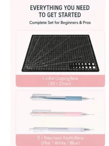 3/4/5/6/7/8 件套美工刀笔套装适用于贴纸剪贴簿切割工具快递盒刀学校用品 DIY 工艺用品 - 彩色 - 查看 4