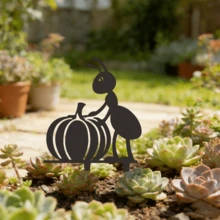 1pc Ant Garden Stakes, Black Metal Garden Decor, Cute Insect Silhouette Yard Art Stakes For Lawn, Patio, Flower Bed, Backyard & Outdoor Garden Decoration - Ant Shape - View 4