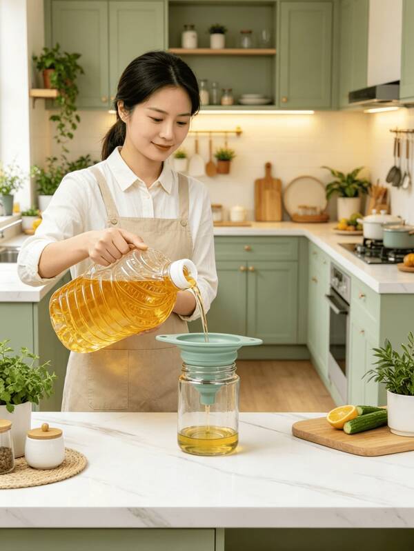 Embudo plegable de silicona para vertido de líquidos, herramienta multiusos a prueba de derrames que ahorra espacio, de silicona, para llenar botellas de aceite, vino, salsa y jugo, gadget de cocina compacto y portátil