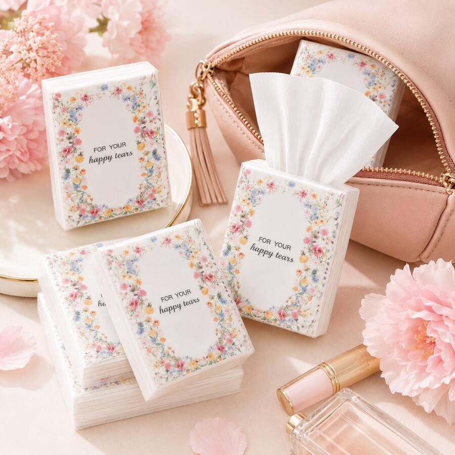 20/10/5/1 Pack Mini Floral Pocket Tissues, 3-Ply Soft Unscented Travel Tissue Packs, Natural Wood Pulp Portable Facial Tissues, Suitable For Weddings, Parties, Wallets, Handbags, Dinners, Outdoor Travel And Daily Use - A - View 1