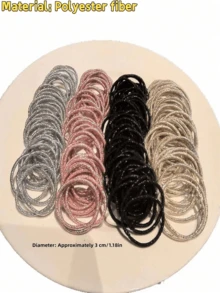 50pcs Shiny Metal Sequin Hair Ties, Elastic Braided Hair Ties Suitable For Women, Hair Accessories - Multicolor - View 7