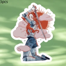 Cloud Red-Haired Female Knight, A Women's Empowerment Theme Illustration Sticker - Waterproof Vinyl Sticker - Durable Smooth Surface, Self-Adhesive Bumper Sticker, Suitable For Cars, Windows, Laptops, Trucks, Water Bottles - Multi-Functional Durable Design, Car Sticker - Vinyl - View 10