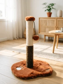 Sisal Cat Scratching Post, Wear-Resistant And Scratch-Resistant To Protect Furniture, Stable Base Preventing Tipping, Paired With A Teasing Pom-Pom For Cats, Serving Both Claw Sharpening And Play Purposes - Multicolor - View 6