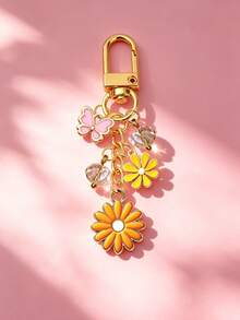 1pc Sweet Style Daisy Butterfly Crystal Bead Bag Charm, Gentle Girl Highly Attractive Key Pendant, Versatile Bag Decoration, Best Friend Small Gift, 2 Color Options Available - Multicolor - View 6