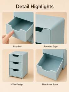 3-Compartment Drawer Storage Box, Lightweight Stackable Portable Desktop Organizer, Multi-Compartment Design, Suitable For Office Supplies, Jewelry, Cosmetics And Crafts, Home And Office Daily Storage And Organization Solution - Multicolor - View 5