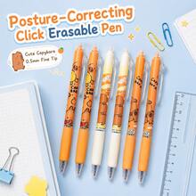 Stylos gel effaçables mignons en forme de capybara, 0,5 mm, rétractables, encre bleue, pour l'école et le bureau. Écriture fluide, séchage rapide, fournitures essentielles pour la rentrée scolaire - Multicolore - Voir 6