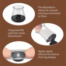 8/16/24 Piece Chair Leg Cover, Circular Transparent Black Chair Leg Protector - Reduces Noise, Transparent Furniture Cushion, Fashionable, Used For Home Decoration, Anti Slip Hardwood Floor Furniture Cushion, Effectively Reduces Floor Scratches - Multicolor - View 6