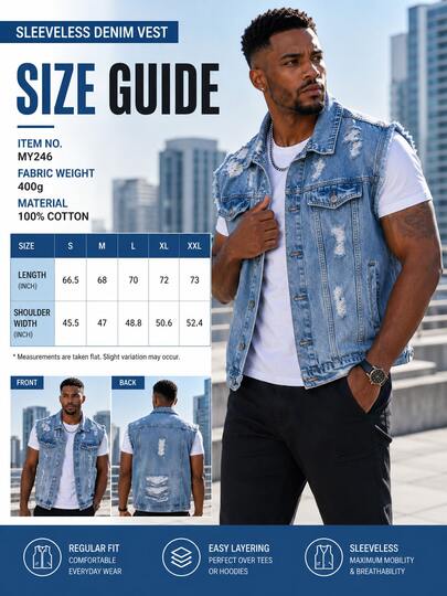 Light Blue Men's Spring-Summer Vest, Vintage Sleeveless, Versatile Top