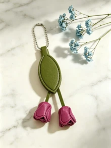 DIY Handmade Creative Leather Tulip Flower Keychain 1pc, Fresh PU Flower Key Hanger, Creative Holiday Gift For Partner And Friends, Souvenir, Creative Gift For Girlfriend, Holiday Gift For Mom, Phone Car Accessory Key Ring, Creative Holiday Gift For Others, Event Gift - Multicolor - View 9