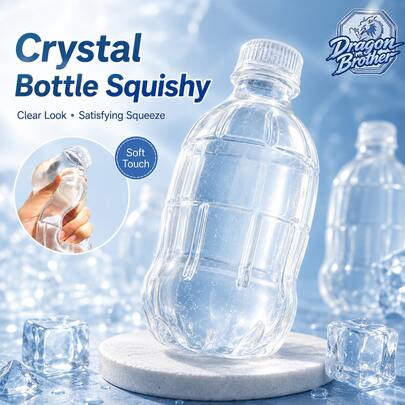 Mini Water Bottle Shaped Squishy Stress Toy, Crystal Clear Soft Squeeze Toy, Portable Desktop Stress Relief Toy, Great Gift, Fun Stress Relief Gift For Adult Women