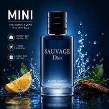 Dior Sauvage Eau De Parfum 0.33 Fl Oz (10 Ml) Travel Spray For Men – Long-Lasting Fresh Spicy Woody Cologne With Bergamot & Ambroxan – Portable Designer Mini Fragrance, Perfect For Travel, Gym & On-The-Go Use, Luxury Men's Scent Gift Idea - 清新香調 - 查看 1