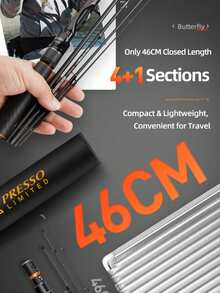 HASIDA Butterfly Travel Fishing Rod, Portable Telescopic Multi-Section Fishing Rod For Outdoor Fishing - Black - View 5