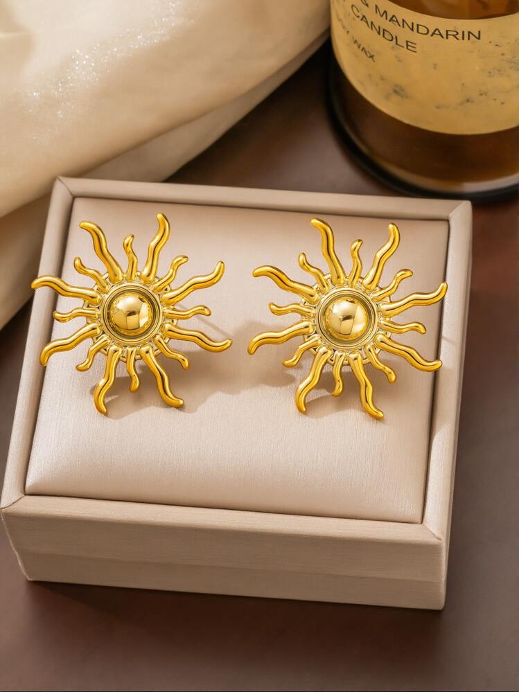 2-18pcs New Women's Fashion Elegant Floral Geometric Multi- Metallic Earrings Set, Lightweight CCB Material, Non-Fading, Suitable For Daily, Holiday, Vacation Wear - Gold - View 5