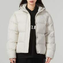 Jaket puffer atletik pendek berkerudung Nike warna polos, tahan angin dan hangat, wanita, putih. - Putih - View 3