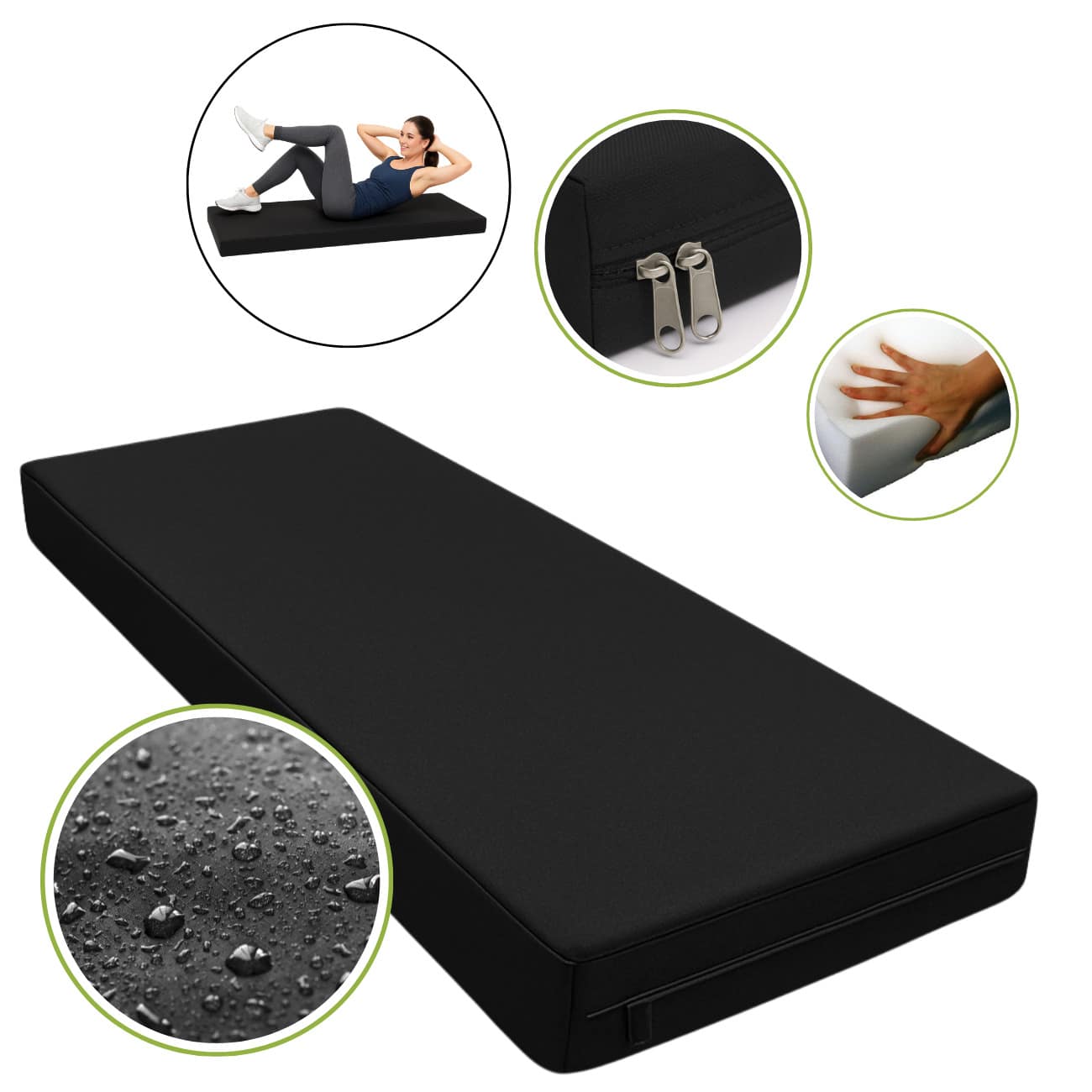 Single Mattress 190x60x10 - Black - View 1