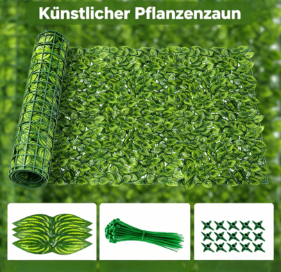 Artificial Ivy Privacy Hedge 100 X 300 Cm, Balcony Privacy Screen With Artificial Watermelon Leaves, Weatherproof Decorative Hedge For Patio & Fence