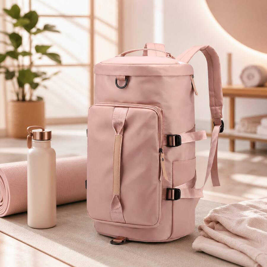 Sports Gym Bag For Women Crossbody Shoulder Bag 3 In 1 Men Laptop Business Backpack Weekender Overnight Flight-Approved Duffle Bags With Shoe Compartment Tote Handbags - 粉色 - 查看 1